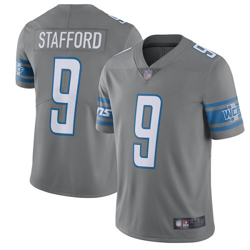 Detroit Lions Limited Steel Men Matthew Stafford Jersey NFL Football #9 Rush Vapor Untouchable